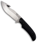 Bone Collector Large Fixed Blade Black G10 Knife w/ Gut Hook (Satin PLN) 15010