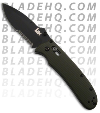 H&K Axis Lock Knife w/ Green G-10 Handle (Black SER) 14200SBK-701