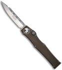 Microtech Green Halo 5 V OTF Automatic Drop Point Knife (Stonewash PLN) 151-10G
