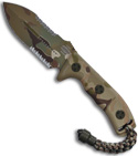 Multi Camo Microtech Crosshair Fixed Double Edge Knife (Camo SER) 105-2