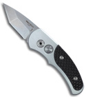 Protech Runt J4 Knife Silver Handle w/ Carbon Fiber (Tanto Stonewash PLN) 5400