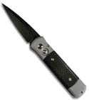 Protech Grey Godson Automatic Knife w/ Carbon Fiber Inserts (Black PLN) 702CF
