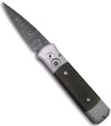 Protech Godson Custom Damascus Carbon Fiber Grey Handle