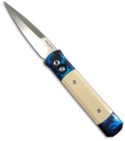 910-JAZZ Protech Blue Jazz Ivory Micarta Godfather Knife (Satin PLN)