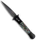 Protech The Don Automatic Knife Black w/ Abalone (Damascus) 1702-AB