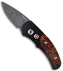 Protech Runt J4 Damascus Custom w/ Maple Burl Handle (Damascus PLN)