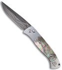Protech Brend Auto 2 Steel Custom Knife (Black Lip Pearl / Nichols Damascus)