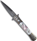 Protech Large Don "Ultimate Custom" Stainless w/ Mother of Pearl (Damascus)