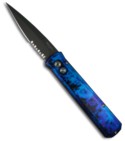 Protech Godfather Automatic Knife Blue Jazz (4" Black Serr) 921-JAZZ PSBT