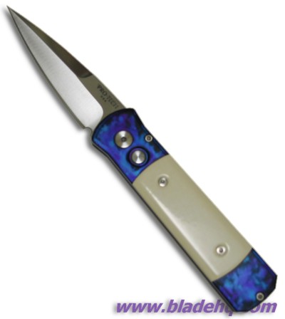 Protech Jazz Godson Automatic Knife w/ Ivory Micarta Scales (Satin PLN) 710