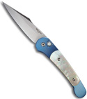 Protech Custom Titanium Monaco Automatic Knife w/ Gold Lip Pearl Inlays