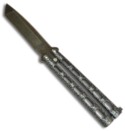 114AD Bear Cutlery Butterfly Knife (Large Silver Tanto) Damascus