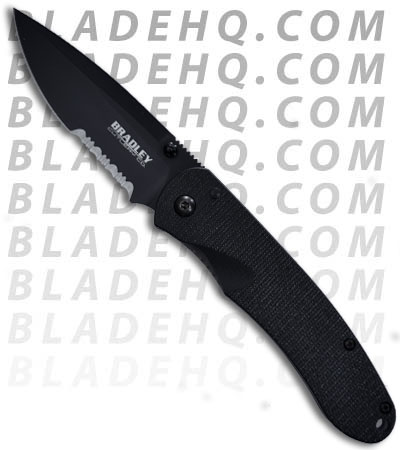 Bradley Alias I G-10 Folding Knife (3.5" Black Serr) 17600SBT-600