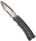 Bradley Mayhem Butterfly Knife Titanium Balisong (3.83" Stonewash Serr) 17040S