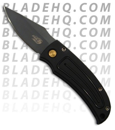 GT Knives Mini GT Drop Point Automatic Knife  (1.9" Black Plain)