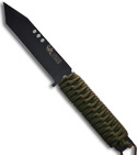 Linton Tactical Survival Fixed Blade Tanto Knife w/ Cord Wrapped Handle (Black)