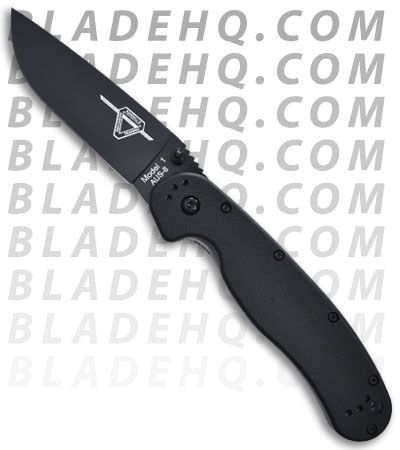 Ontario RAT Model 1 Knife Folder Black Handle (3.625" Black Plain) 8846BP