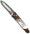 William Henry Mother of Pearl Damascus Automatic Knife Special Edition B30 WMPW