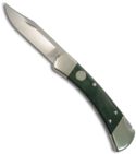 Custom Buck 110 Nickel & Green Wood Handles Handles (Dual Action Automatic)