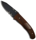 Lone Wolf Knives Dark Raven Manual Knife Checkered Ebano Wood (Black SER) 23810