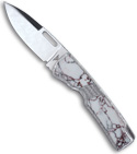 Blackie Collins Paragon Custom White Marble Folding Hunter Clip Point Knife