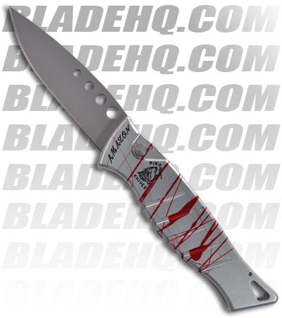 Piranha Amazon Silver & Red Striped Automatic Knife (Bead-Blast PLN)