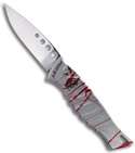 Piranha Amazon Silver & Red Striped Automatic Knife (Mirror PLN)