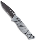 Piranha Amazon Silver & Black Striped Automatic Knife (Black SER)
