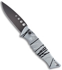 Silver & Black Striped Automatic Piranha Amazon Knife (Black PLN)