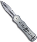 Piranha Silver Excalibur Double Action OTF Knife (Mirror SER)
