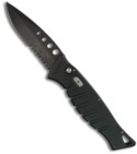 Black Tactical Automatic Piranha Amazon Knife w/ Safety  (Black / SER)