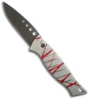 Silver & Red Striped Automatic Piranha Amazon Knife (Black PLN)