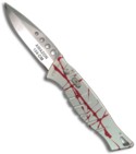 Silver & Red Striped Automatic Piranha Amazon Knife w/ Safety  (Mirror / PLN)