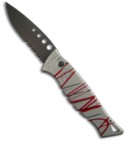 Silver & Red Striped Automatic Piranha Amazon Knife (Black SER)