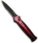 Piranha Mini-Guard Red Tactical Automatic Knife (2.9" Black Serr)