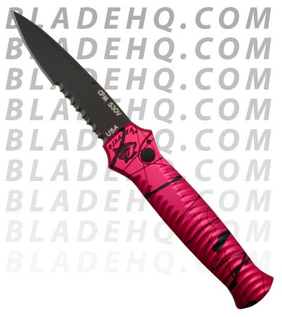 Piranha Mini-Guard Hot Pink Tactical Automatic Knife (2.9" Black Serr)
