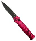 Piranha Mini-Guard Hot Pink Tactical Automatic Knife (2.9" Black Serr)