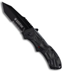Smith & Wesson Black Ops Gray Spring Assisted Tanto Knife (Black SER) SWBLOP3TS