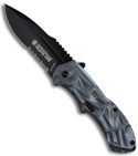 Smith & Wesson Black Ops Blue Spring Assisted Knife (Black SER) SWBLOP3BS