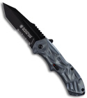 Smith & Wesson Black Ops Blue Spring Assisted Tanto Knife (Black SER) SWBLOP3TBS