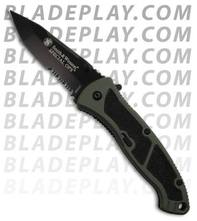 Smith & Wesson Large Special Ops Tanto Olive Spring Assist Knife (Serr) SPECLS