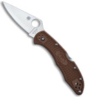 Spyderco Delica 4 Flat Ground Brown Folding Knife (PLN) C11FPBN