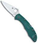 Spyderco Delica 4 Flat Ground Green Folding Knife (PLN) C11FPGR