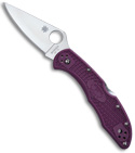 Spyderco Delica Purple Knife Flat Ground (2.9" Plain) C11FPPR
