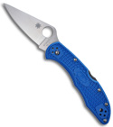 Spyderco Delica Flat Ground Blue Manual Knife (PLN) C11FPBL