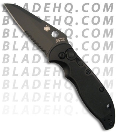 Spyderco Embassy Automatic Knife (3.13" Black Serr) C121BKPS