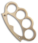 Woody Knuckles Horizontal Express Brushed Brass Four Finger Knuckles w/ Skull