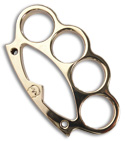 Woody Knuckles Horizontal Express Polished Brass Four Finger Knuckles w/ Skull