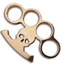 Woody Knuckles High Polish Brass Skull T-Base Four Finger Knuckles