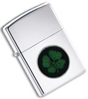 Zippo Lighter Genuine 4 Leaf Clover Emblem 24667